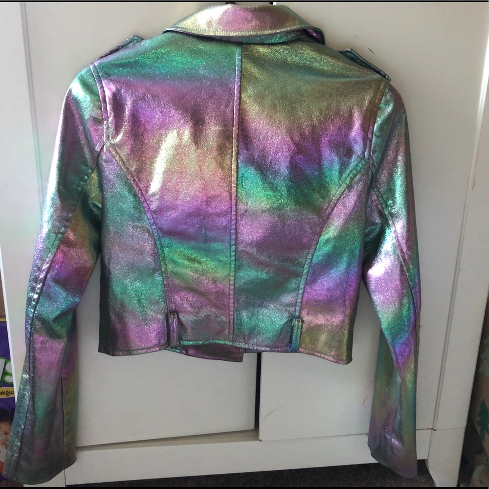 Holographic Iridescent Hologram Moto Jacket S EUC - Picture 7 of 10